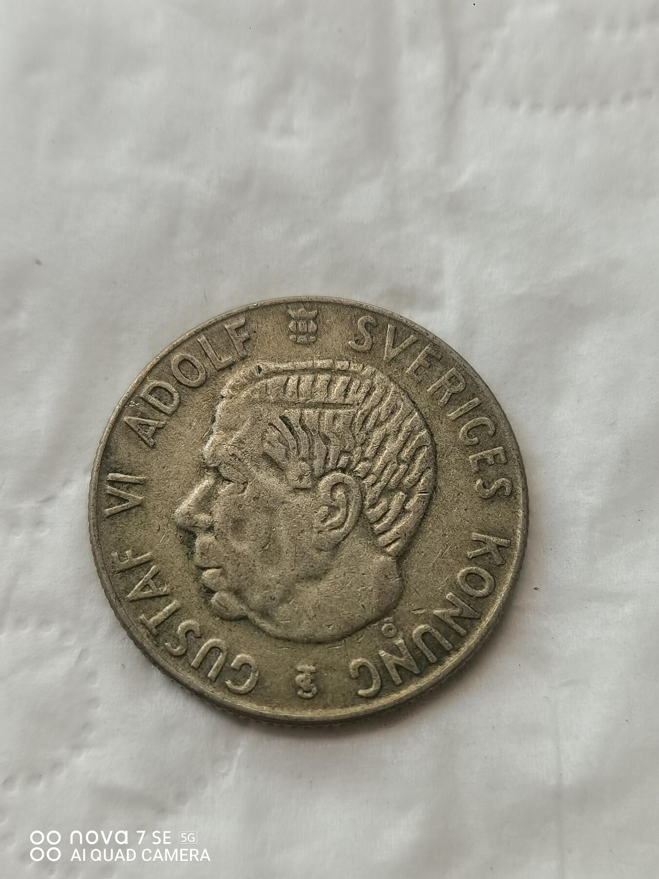 外国钱币 58年瑞典1克郎