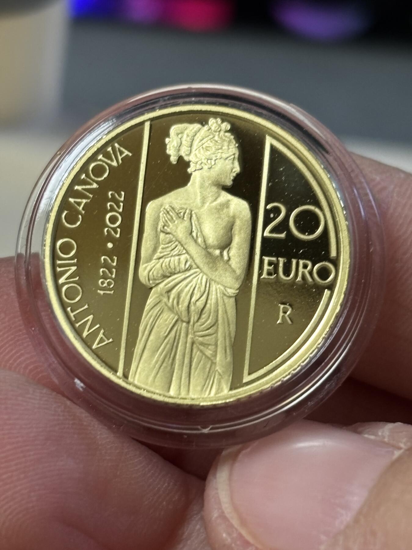 第183期拍卖 意大利2022年安东尼奥·卡诺瓦逝世 200 周年金币，900金，6.451克，发行1500枚