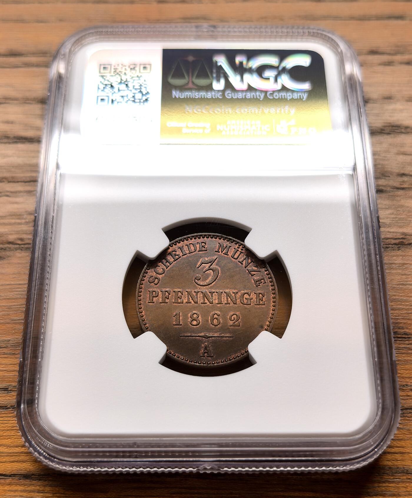 纫秋兰以为佩·凡希社微拍感恩专场 1862A德国普鲁士3芬尼铜币NGC-MS64