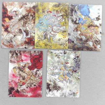 龙虎卡牌六五场 （无佣金，周六结拍，欢迎送拍） - 普卡5张 墨染水浒-梁山五虎将