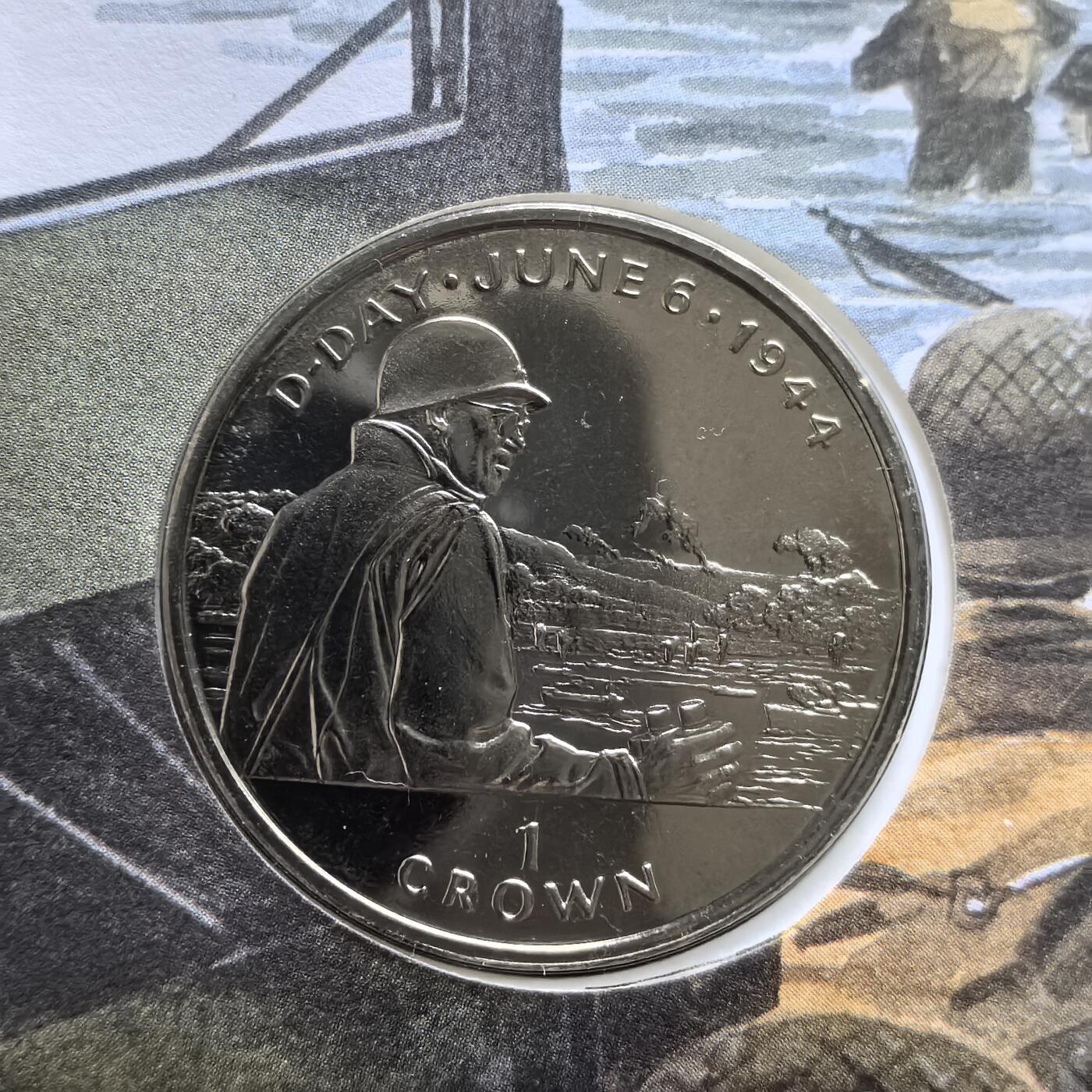 道一币馆币章第一百五十六场 邮币封 马恩岛1994年诺曼底登陆50周年系列-奥马尔·布拉德利将军1克朗纪念币