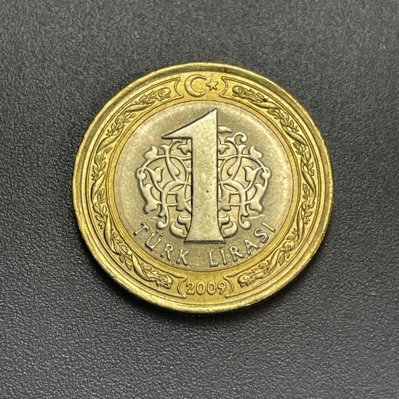 回流1130 全新 土耳其2009年1里拉双色币 土耳其国父阿塔图尔克头像