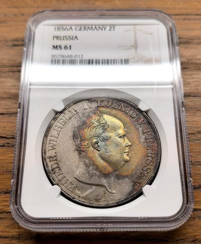 1856A德国普鲁士威廉四世2泰勒大银NGC-MS61