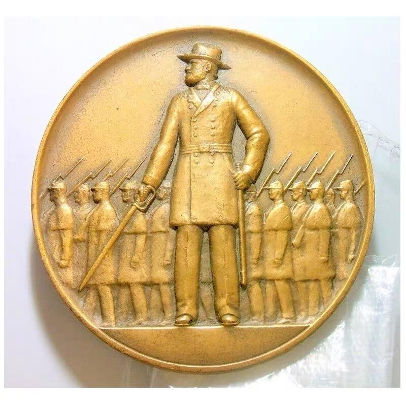 【旋风钱币】12月6日19:00准时开拍 精美欧洲币章、银币银章、第三帝国钱币等 全场包邮！ 【艺术】美国艺术大章 格兰特总统指挥南北战争 高浮雕精制超大铜章 75MM 208克