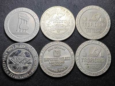 KK钱币收藏小铺 （套币 好品/批量散币 银币）专场  2月预留时间 周末发货 -  美国筹码代币一组6枚