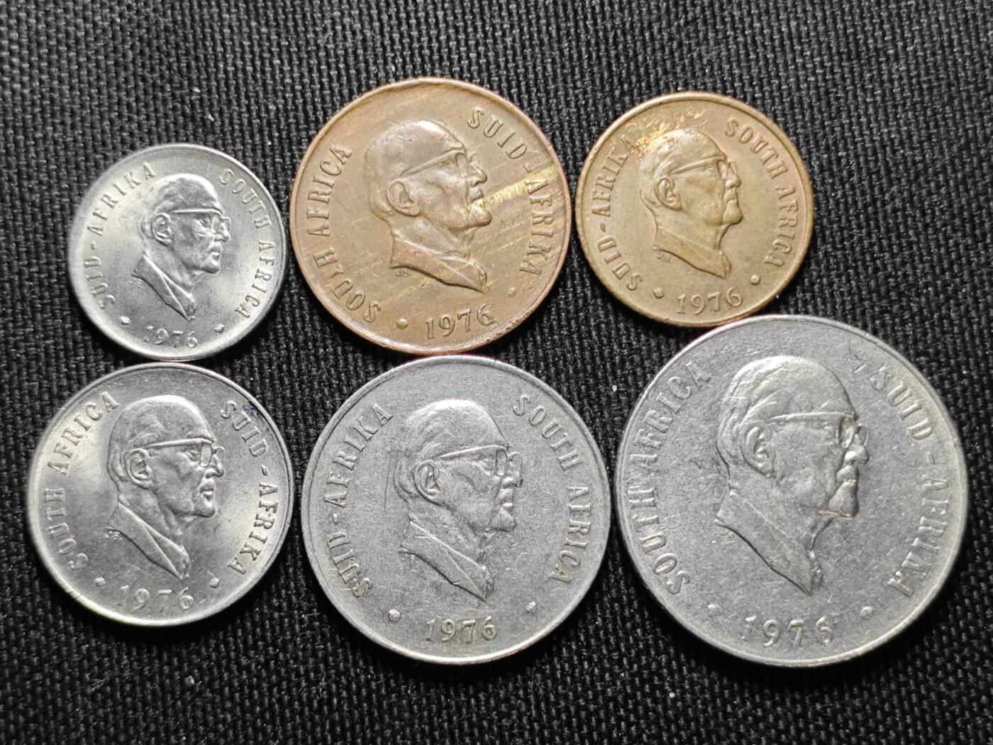 KK钱币收藏小铺 （套币 好品/批量散币 银币）专场  2月预留时间 周末发货  1976南非总统福歇 大小面值清年一组