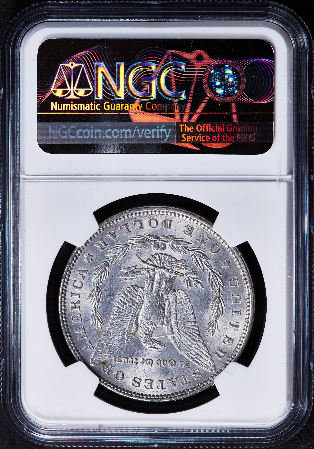 【俄甄集藏】2025年(045)12-03 星期三 晚 19:30 全场包邮 美国1889年摩根1美元大银币，NGC MS63，转光品相
