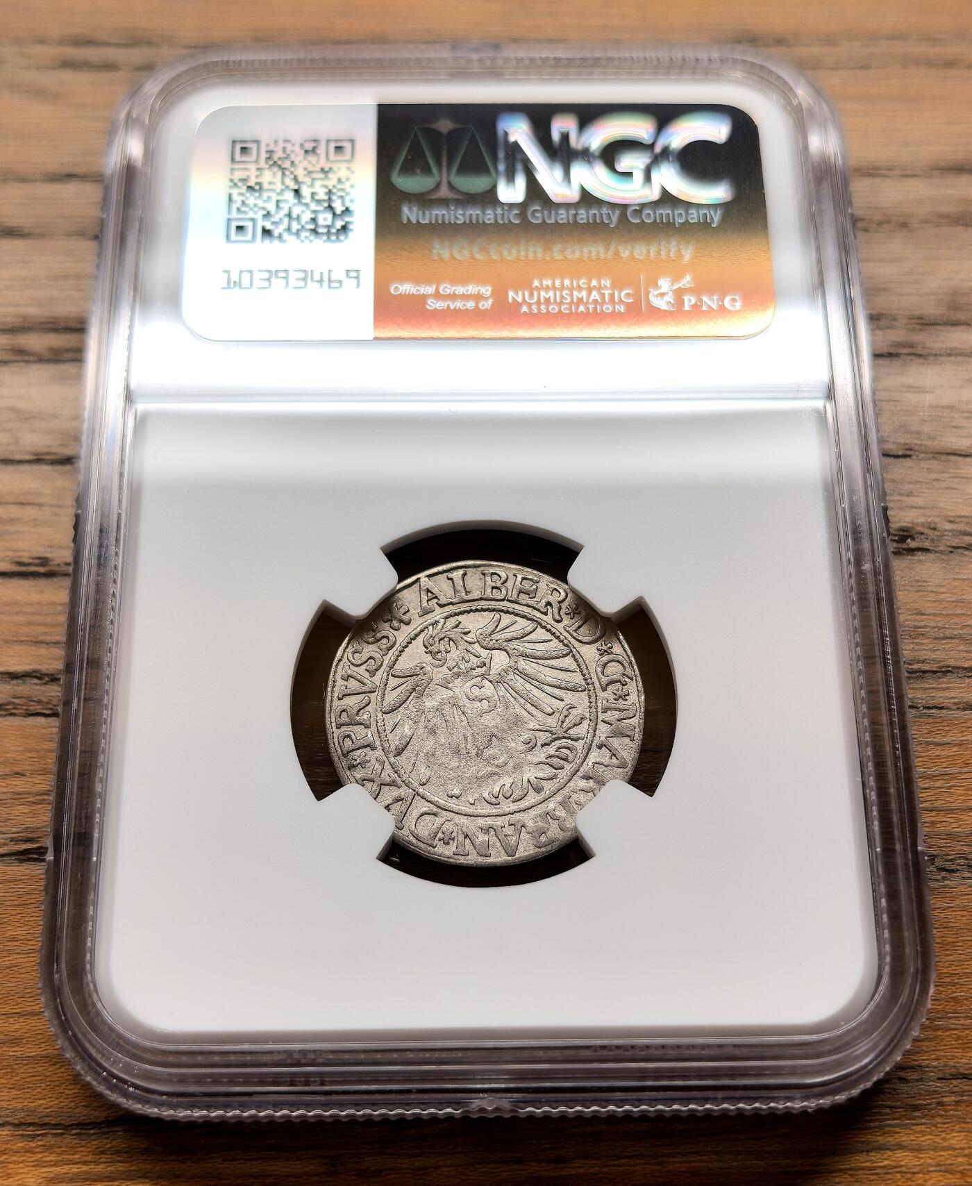 纫秋兰以为佩·凡希社微拍感恩专场 1573德国普鲁士公国Groshe银币NGC-AU58