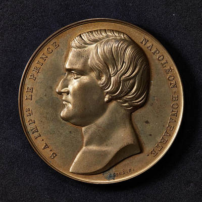【俄甄集藏】2025年(045)12-03 星期三 晚 19:30 全场包邮 - 法国19世纪拿破仑家族庆典纪念大铜章，直径：50mm，重：64.5克，单面，稀少品种，设计师巴克作品