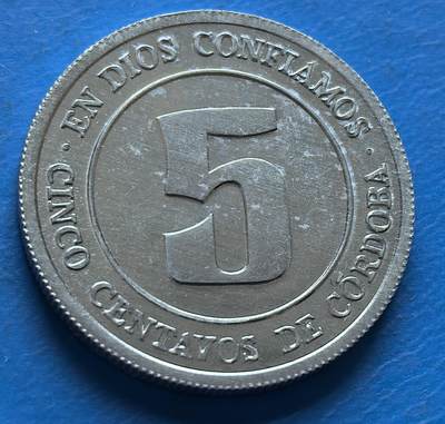 外国优质老铜币银币，周六九点倒数截拍，满百包邮，可寄存半年，喜欢朋友微信扫描二维码可直接参拍 - 尼加拉瓜1974年5分