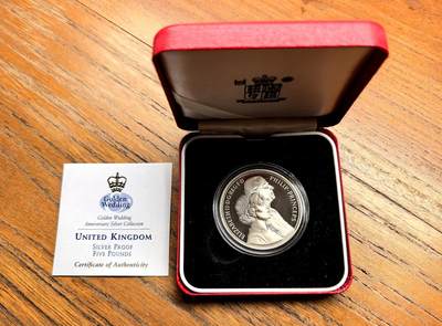 纫秋兰以为佩·凡希社微拍感恩专场 - 1997英国女王金婚纪念5镑大银原厂盒证全品
