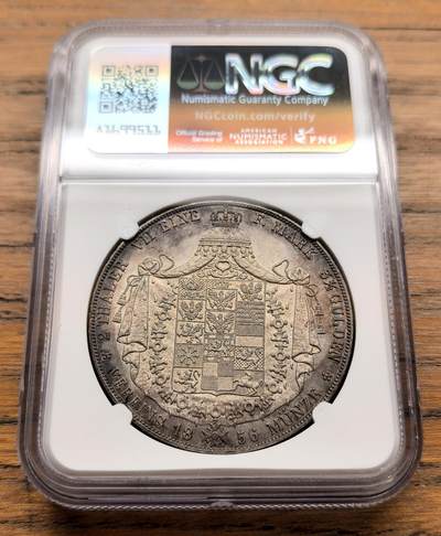 1856A德国普鲁士威廉四世2泰勒大银NGC-MS61