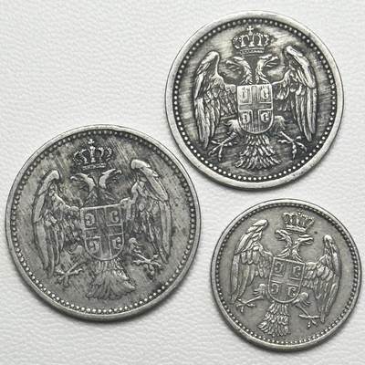 ＜小葵钱铺＞第66期·散币·银币场·满200包邮，不寄存·12月1号发货 - 〈维也纳铸币厂〉塞尔维亚1912年5、10、20第纳尔硬币3枚