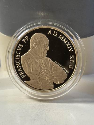 梵蒂冈2014年文艺复兴米开朗基罗逝世纪念金币，917金，6克，发行2400枚，有氧化点，金价5282