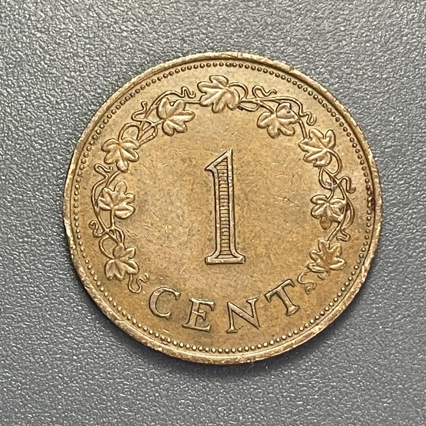 回流1130 马耳他1分铜币 圣乔治十字 海豚、常春藤