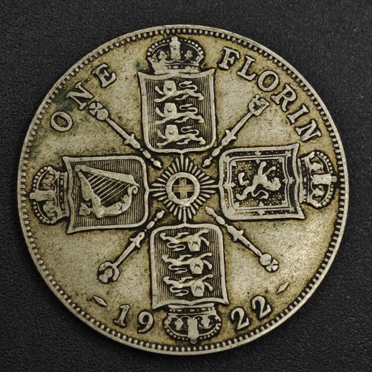 【淘币小摊】限时拍第八百一十二拍  小银币场  满百包邮可预留两周  周一统一发货  英国1922年乔治五世弗洛林银币