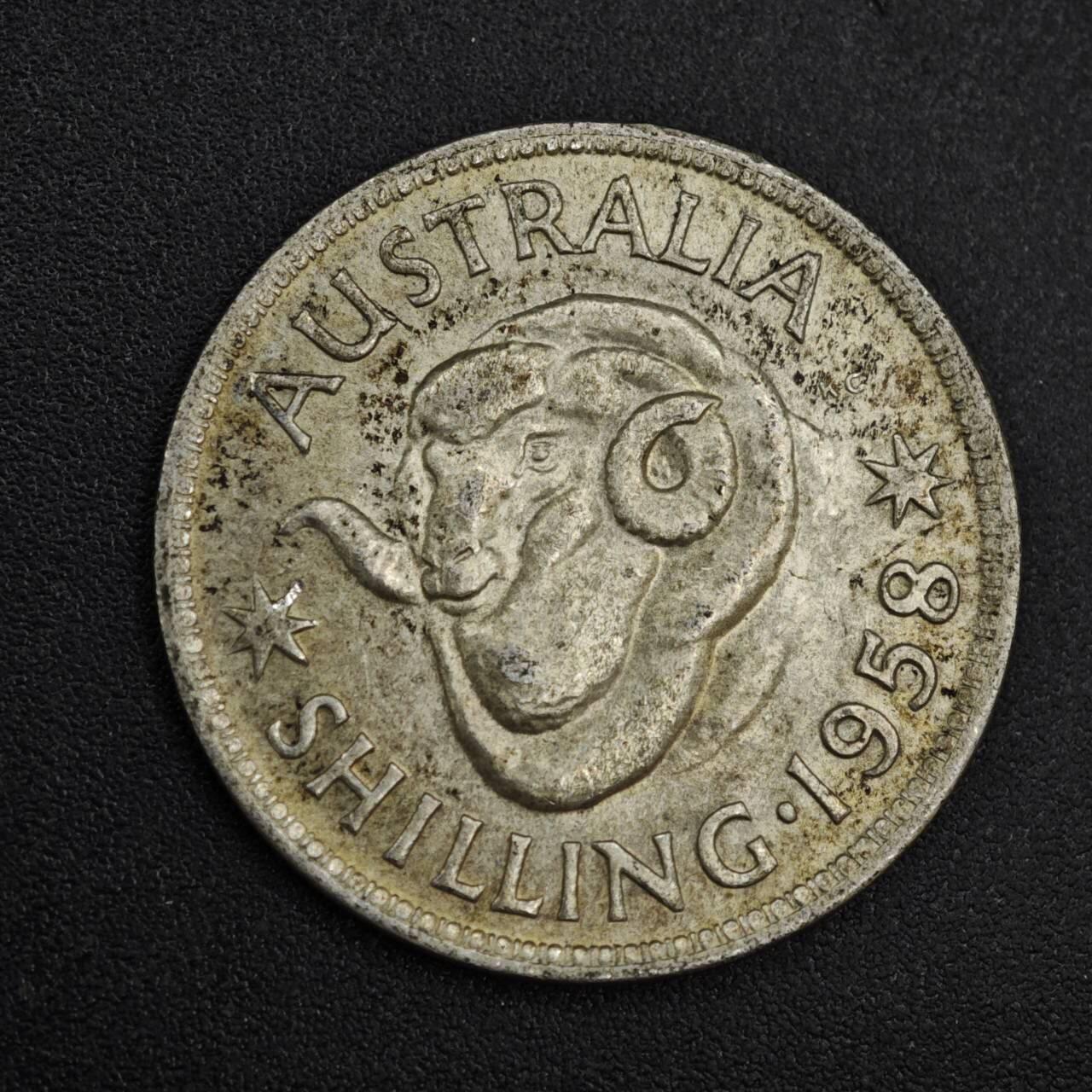 【淘币小摊】限时拍第八百一十二拍  小银币场  满百包邮可预留两周  周一统一发货  澳大利亚1958年伊丽莎白二世一先令银币