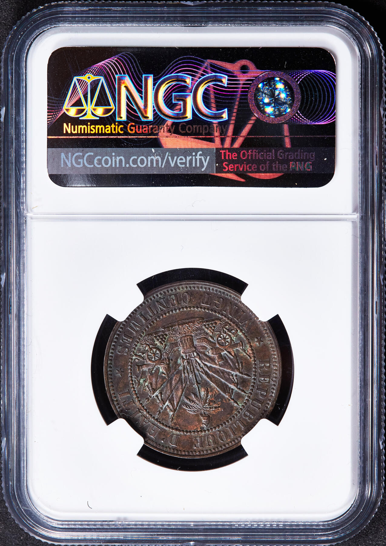 【俄甄集藏】2025年(045)12-03 星期三 晚 19:30 全场包邮 海地1863年20分铜币，NGC AUD，喜敦造币厂，名誉品种