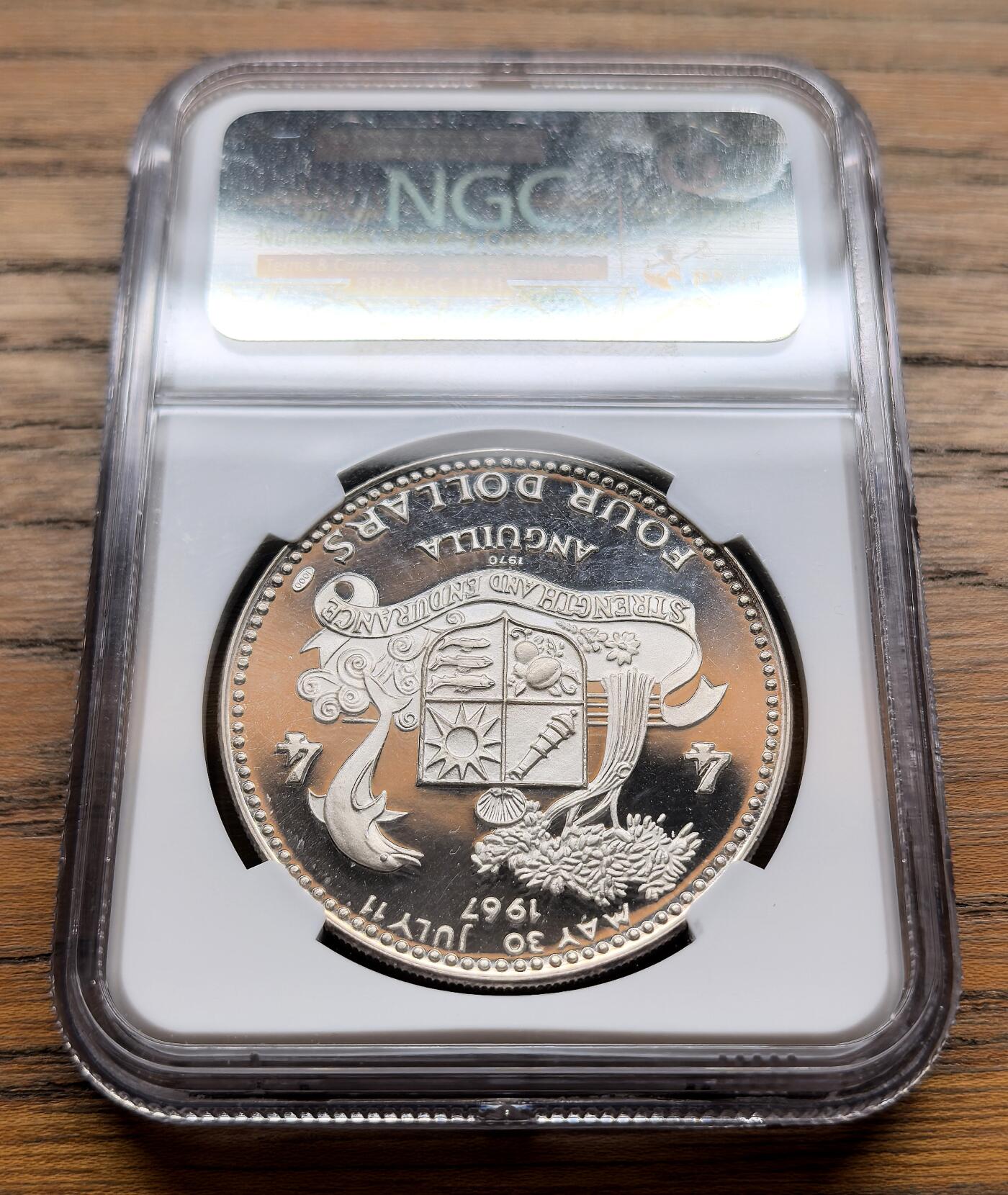 纫秋兰以为佩·凡希社微拍感恩专场 1969安圭拉亚特兰之星号帆船4Dol大银精铸NGC-PF69UC