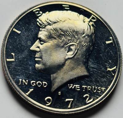 文馨钱币收藏第 284 场，【 长期接收代拍品】老藏家拍品南朝鲜李承晚时期货币，泰国大型纪念币，土耳其各时期及各国套币场 - 原光 1972 年美国肯尼迪半美元精制币S 版