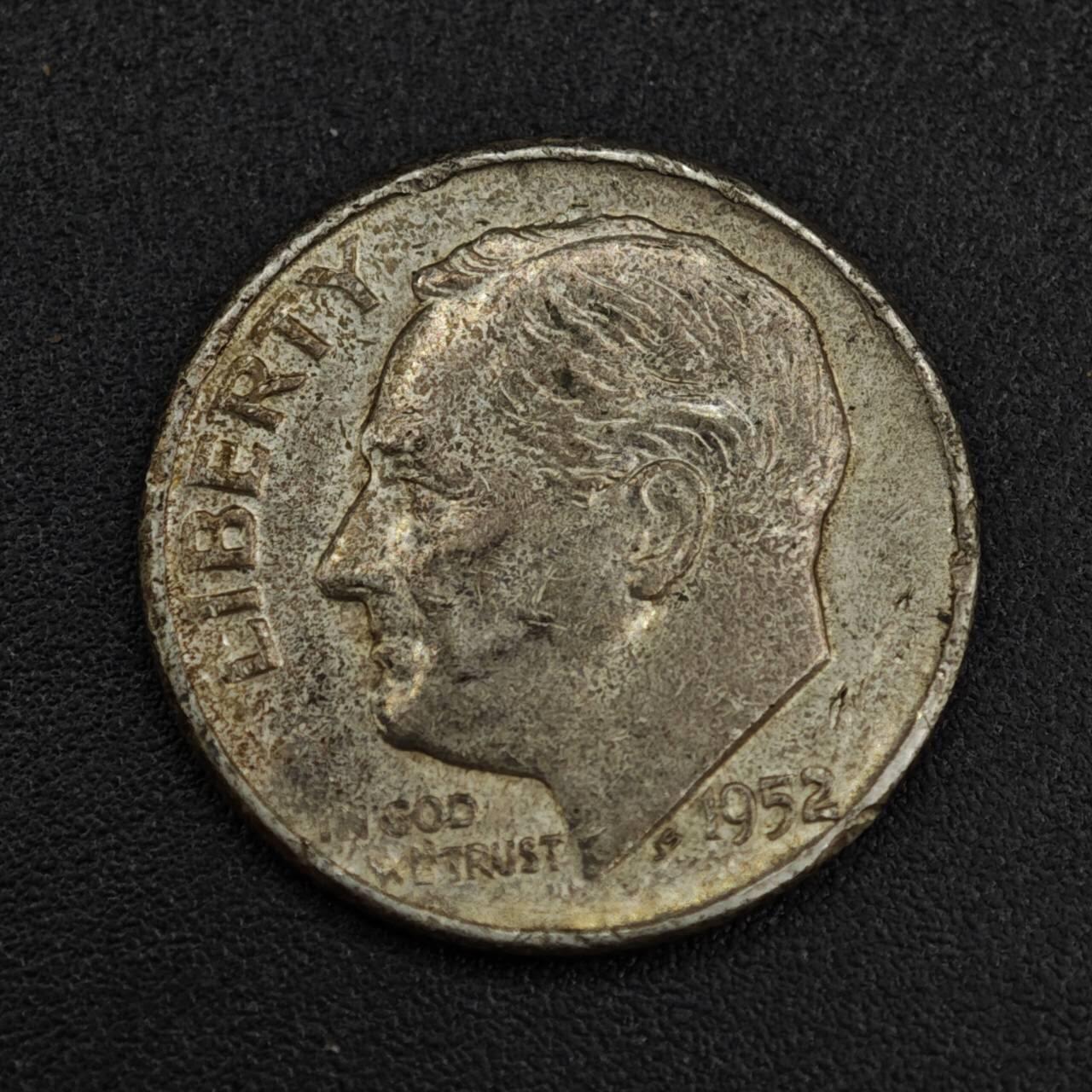 【淘币小摊】限时拍第八百一十二拍  小银币场  满百包邮可预留两周  周一统一发货  美国1952年罗斯福10分银币