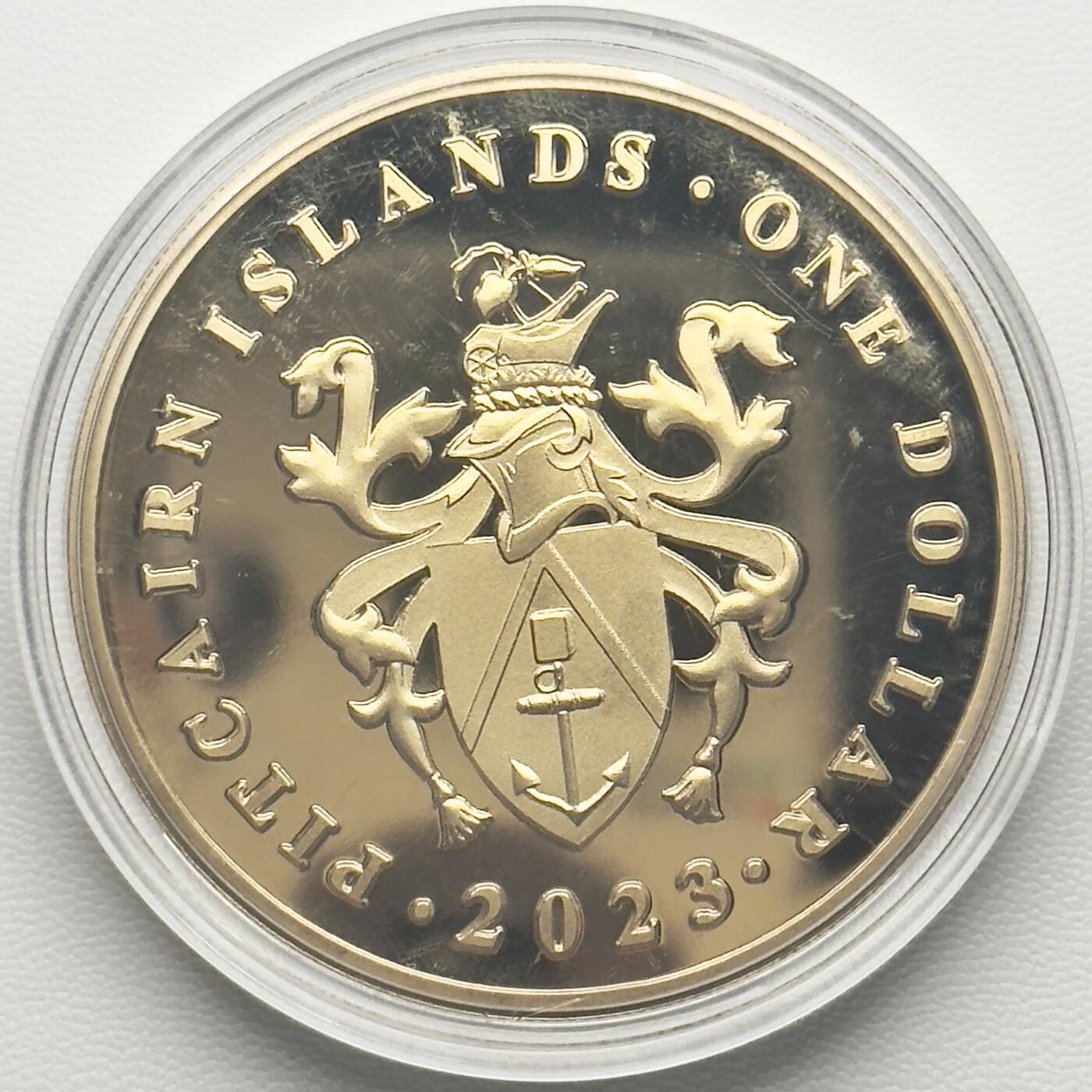 ＜小葵钱铺＞第66期·散币·银币场·满200包邮，不寄存·12月1号发货 〈50mm，45g〉皮特凯恩群岛2023年越南战争1元镀金纪念币