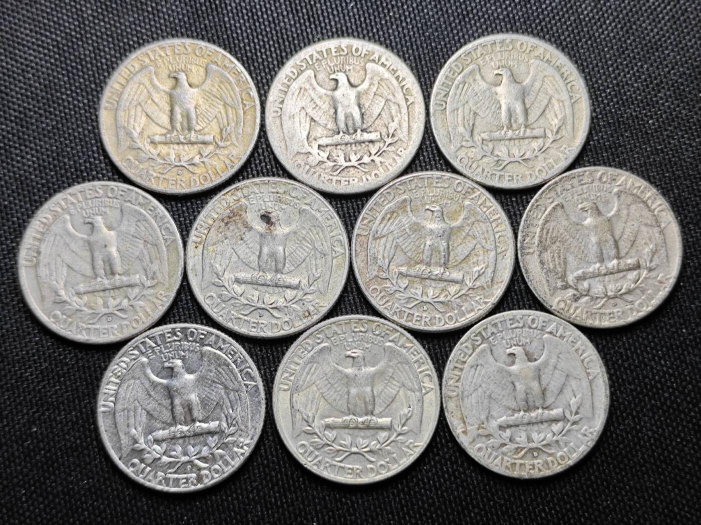 KK钱币收藏小铺 （套币 好品/批量散币 银币）专场  2月预留时间 周末发货  美国25分银币一组10枚