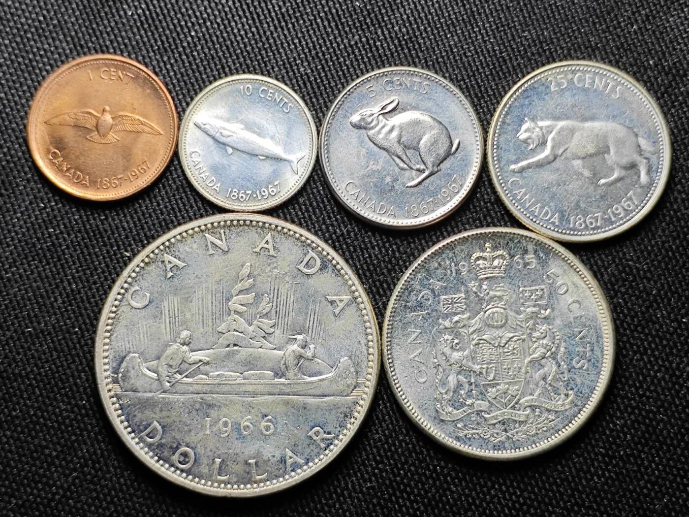 KK钱币收藏小铺 （套币 好品/批量散币 银币）专场  2月预留时间 周末发货  加拿大建国200周年纪念套币 含4枚银币