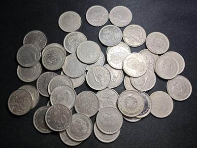 KK钱币收藏小铺 （套币 好品/批量散币 银币）专场  2月预留时间 周末发货 -  西班牙50比塞塔一组45枚 含纪念币
