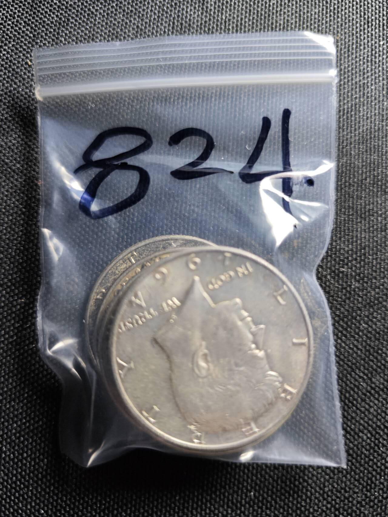 KK钱币收藏小铺 （套币 好品/批量散币 银币）专场  2月预留时间 周末发货  1964美国50分银币 高银一组5枚