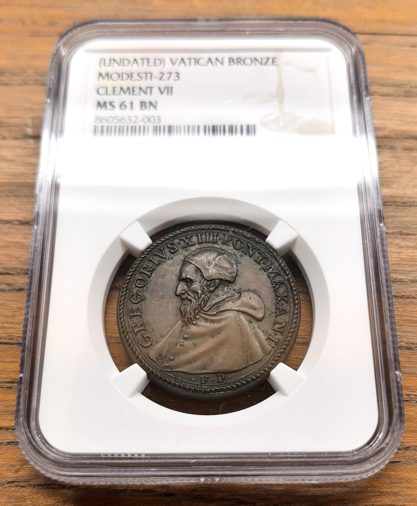 纫秋兰以为佩·凡希社微拍感恩专场 1572-85梵蒂冈教皇格里高利十三世“圣巴托洛缪大屠杀”纪念铜章NGC-MS61，格里高利历是这位教皇留给人类最不朽的遗产。