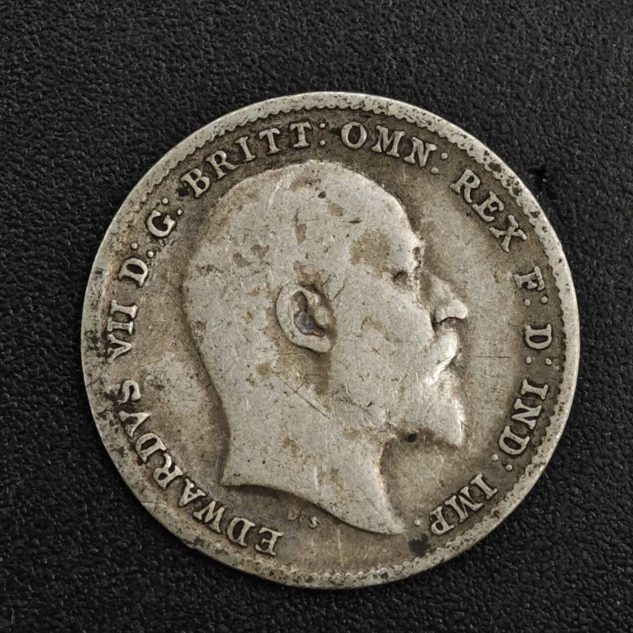 【淘币小摊】限时拍第八百一十二拍  小银币场  满百包邮可预留两周  周一统一发货  英国1902年爱德华七世3便士银币