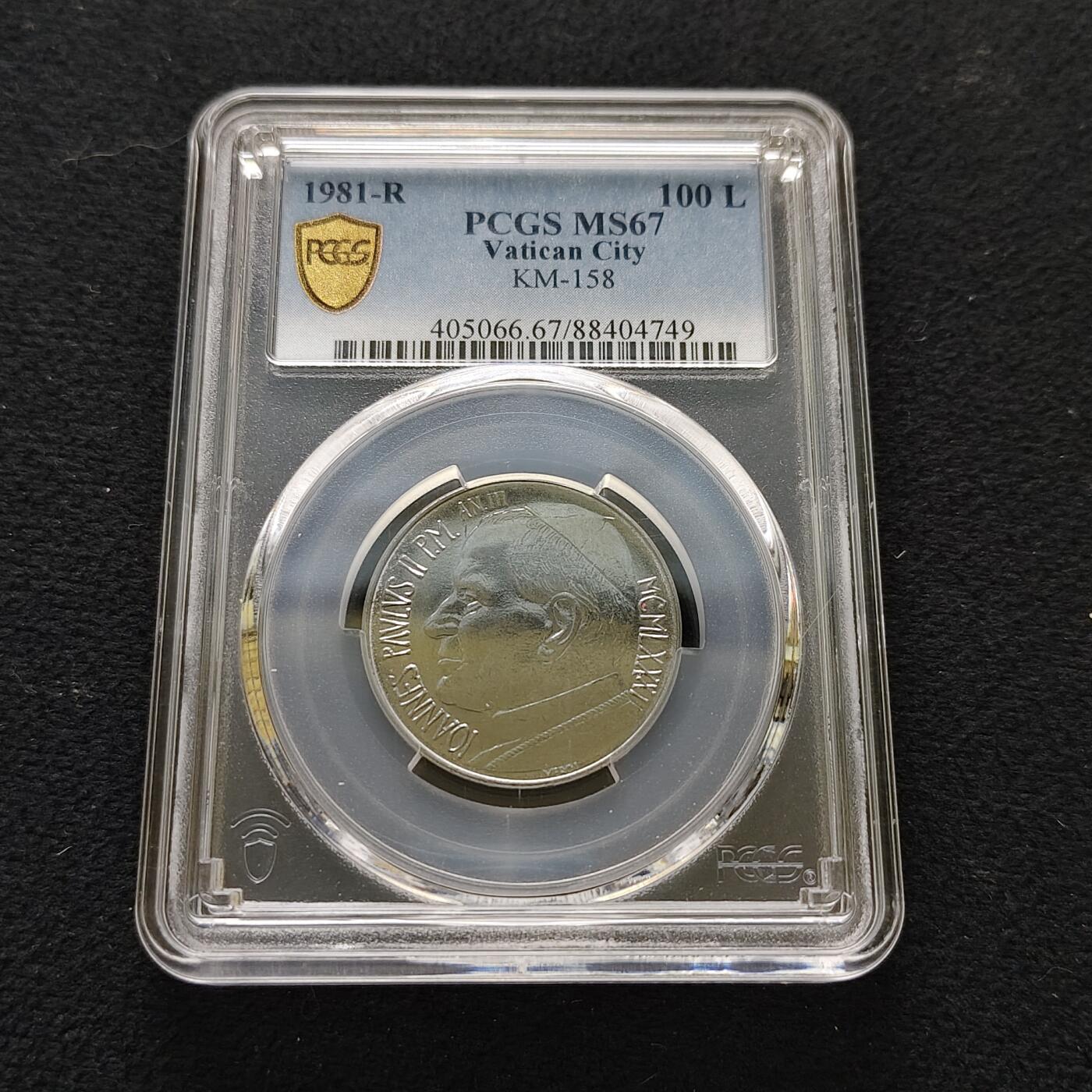 【全场包邮】纯粹捡漏拍483场（免费代拍第20场） 【收藏级】梵蒂冈1987年100里拉-PCGS MS67