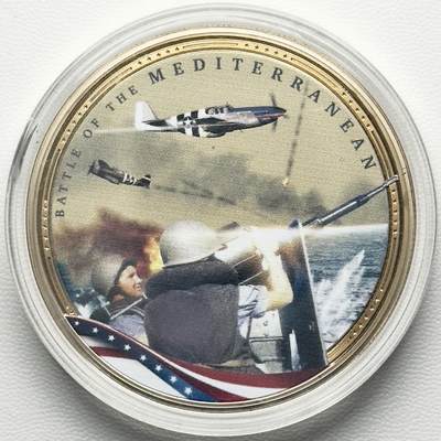 ＜小葵钱铺＞第66期·散币·银币场·满200包邮，不寄存·12月1号发货 - 〈50mm，45g〉皮特凯恩群岛2023年地中海战役1元镀金纪念币