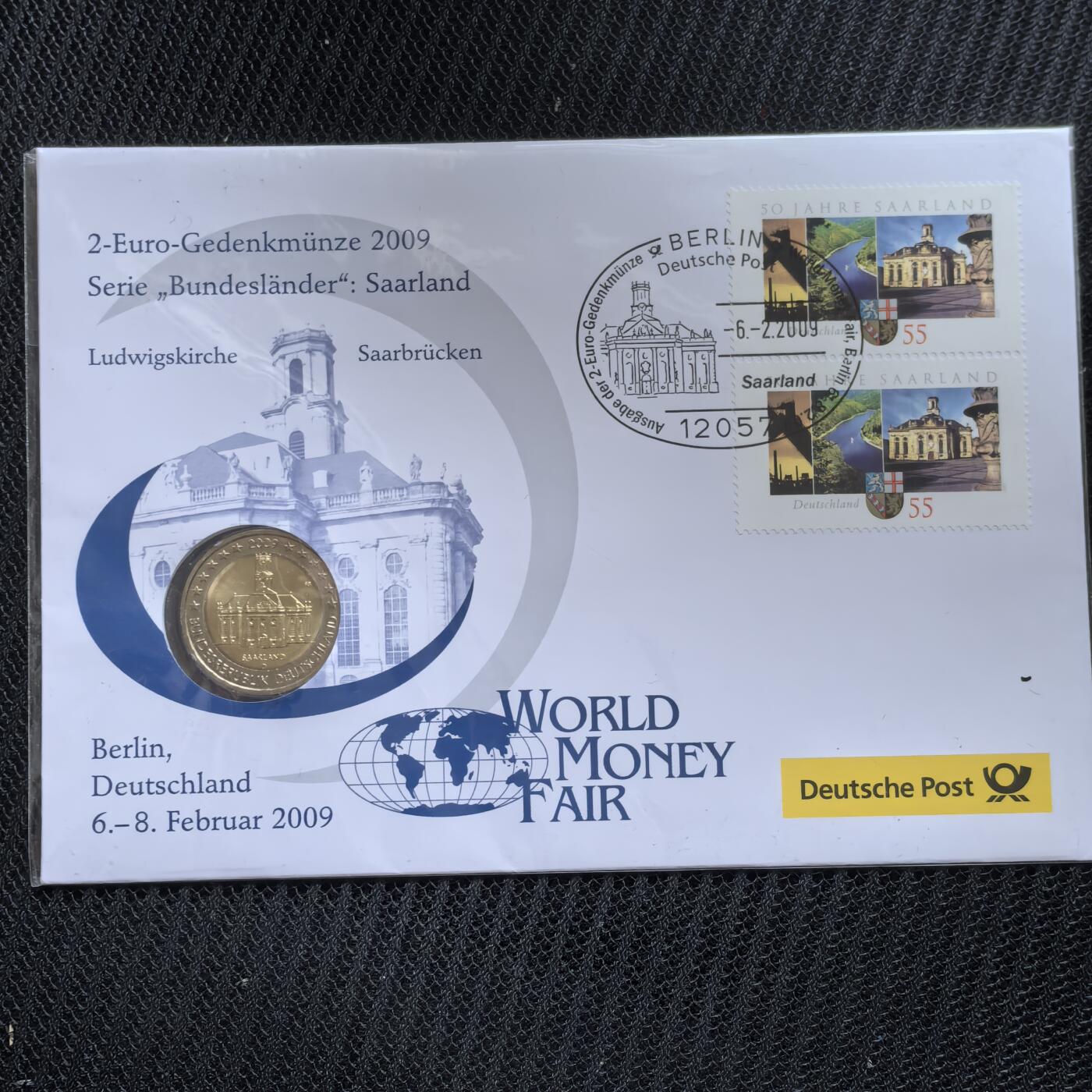 道一币馆币章第一百五十六场 邮币封 德国2009年萨尔州/圣路德维希教堂2欧元纪念币