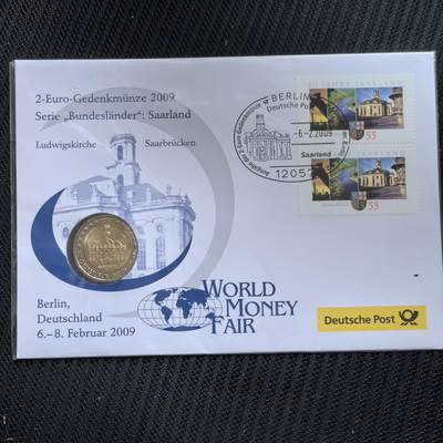 道一币馆币章第一百五十六场 - 邮币封 德国2009年萨尔州/圣路德维希教堂2欧元纪念币