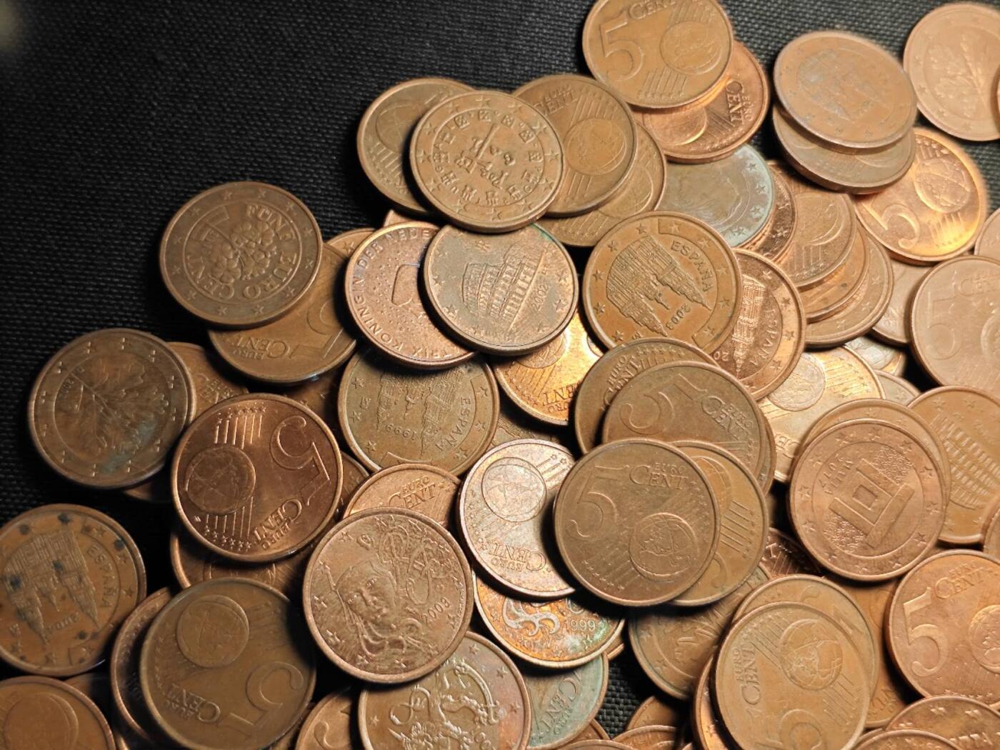 KK钱币收藏小铺 （套币 好品/批量散币 银币）专场  2月预留时间 周末发货  欧元5欧分一组302枚 面值15.1欧元 含少见国家