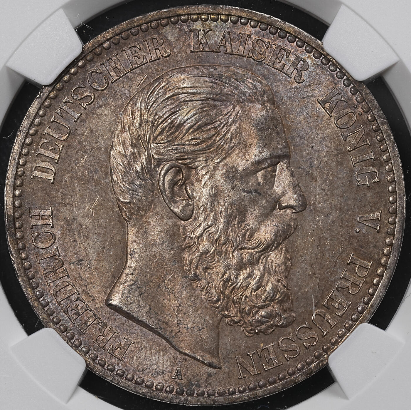 修遠堂世界钱币第九十五期 NGC MS62 1888年普鲁士弗里德里希三世5马克大银币 重包浆