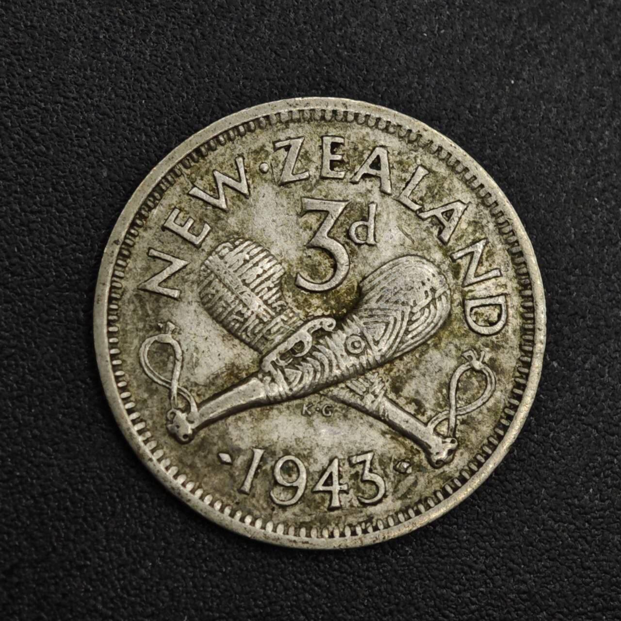 【淘币小摊】限时拍第八百一十二拍  小银币场  满百包邮可预留两周  周一统一发货  新西兰1943年乔治六世3便士银币
