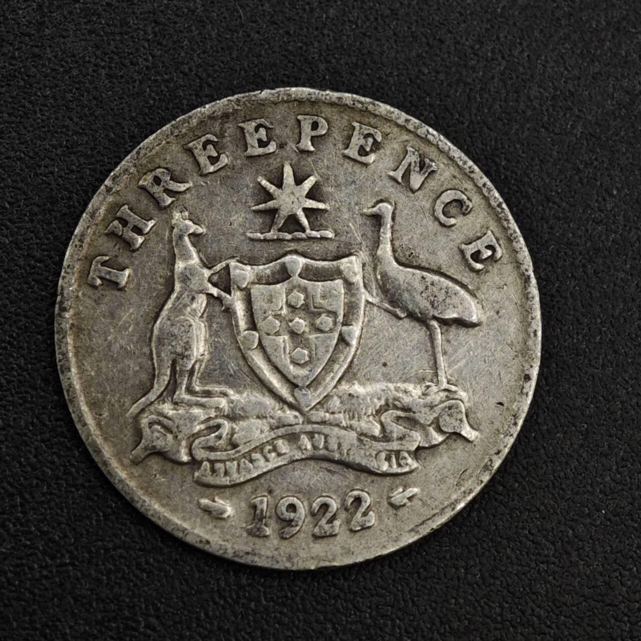 【淘币小摊】限时拍第八百一十二拍  小银币场  满百包邮可预留两周  周一统一发货  澳大利亚1922年乔治五世3便士银币