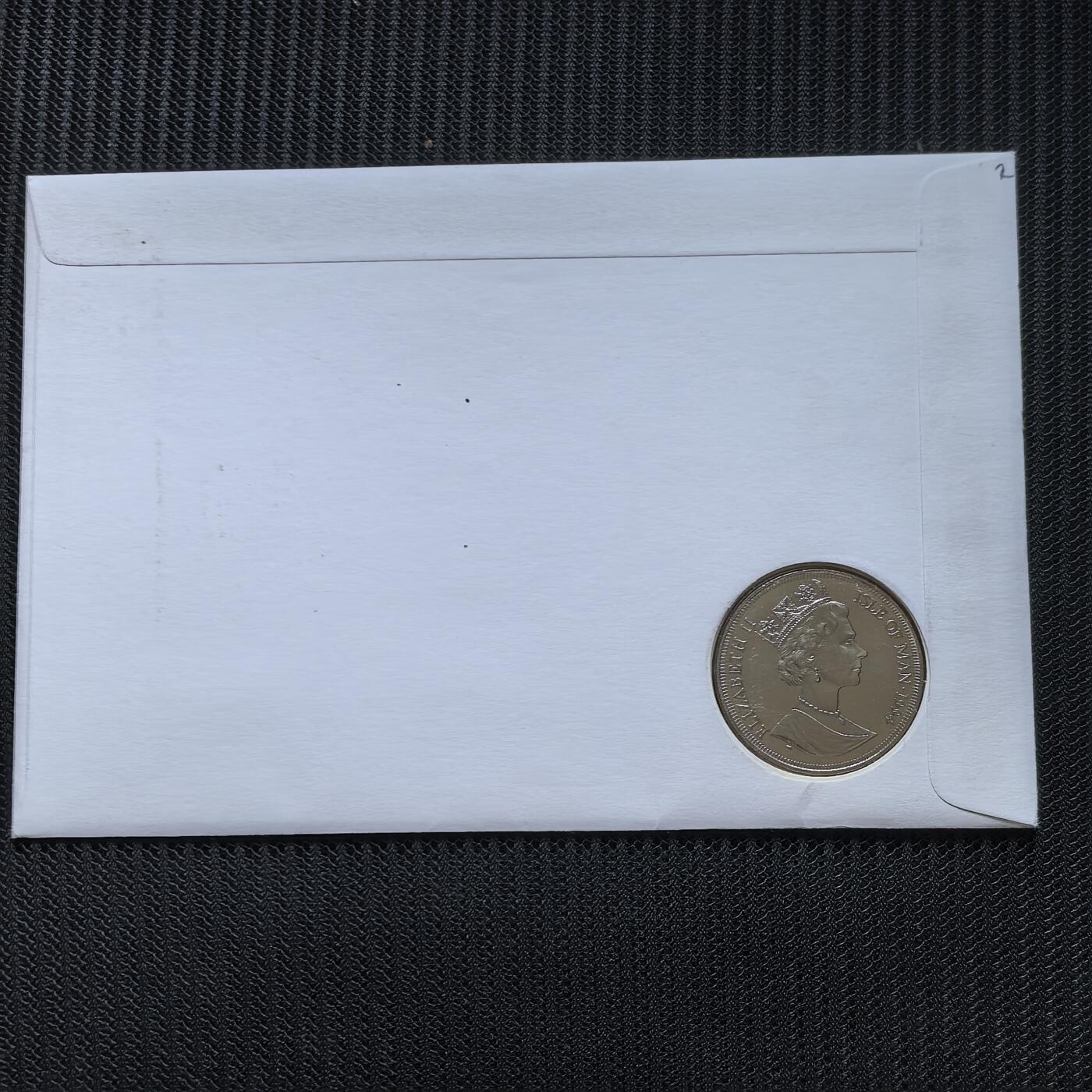 道一币馆币章第一百五十六场 邮币封 马恩岛1994年诺曼底登陆50周年系列-德军机枪阵地1克朗纪念币