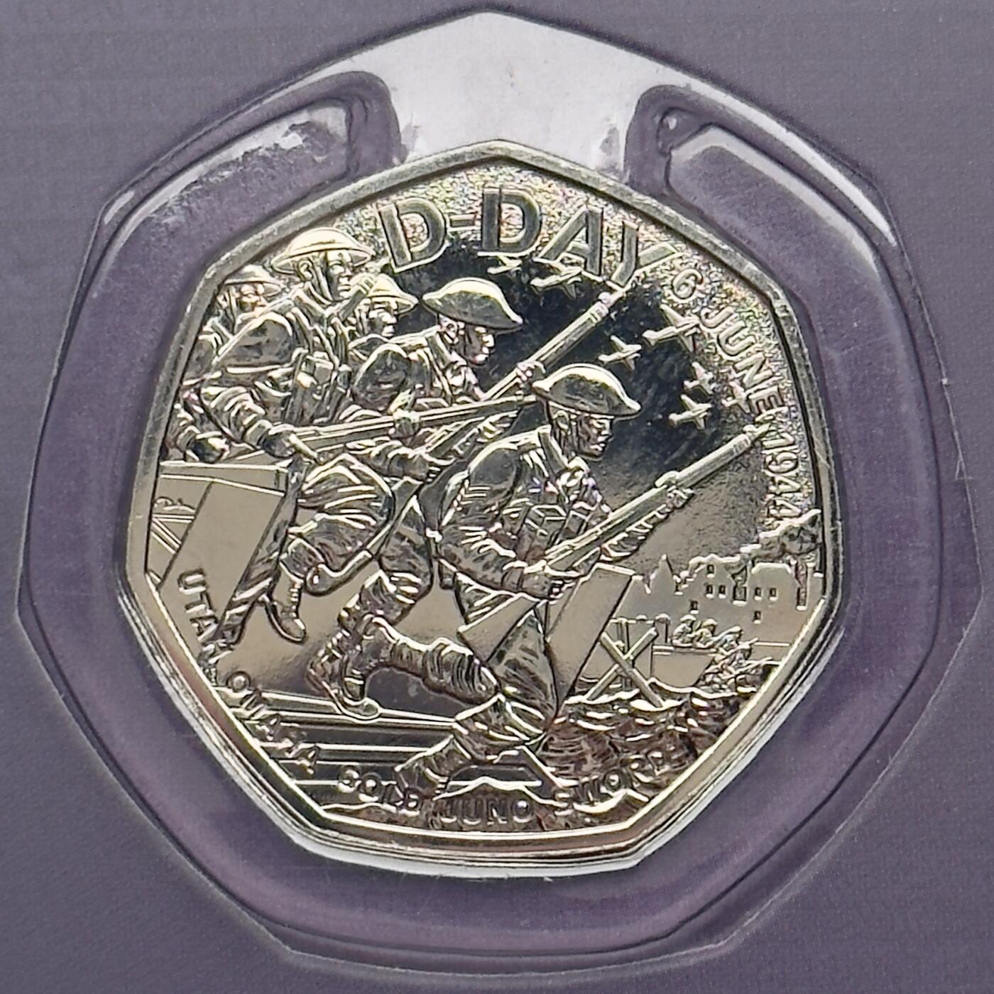 ＜小葵钱铺＞第66期·散币·银币场·满200包邮，不寄存·12月1号发货 英国2024年诺曼底登陆80周年50便士卡装纪念币