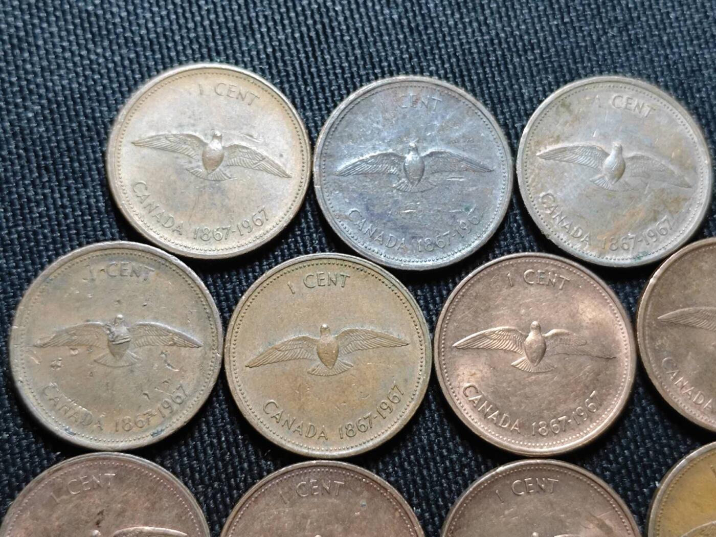 KK钱币收藏小铺 （套币 好品/批量散币 银币）专场  2月预留时间 周末发货  加拿大建国200周年1分纪念币一组14枚