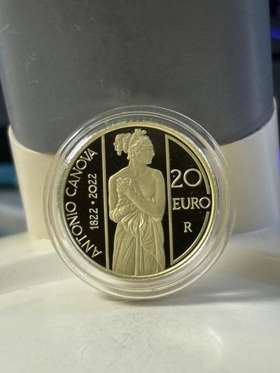 意大利2022年安东尼奥·卡诺瓦逝世 200 周年金币，900金，6.451克，发行1500枚，金价5574