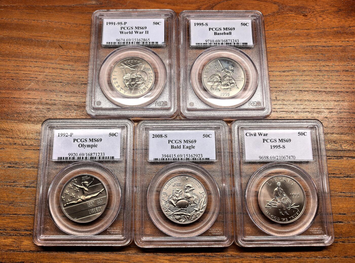 纫秋兰以为佩·凡希社微拍感恩专场 美国半美元纪念币五枚一组，全部评级PCGS-MS69