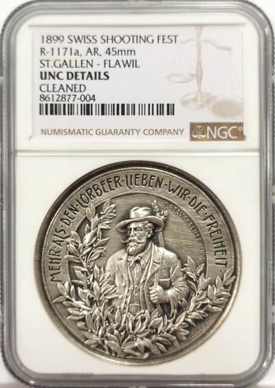 博洋堂世界钱币拍卖第149期（全场包邮） - NGC UNCD 1899年瑞士圣加伦射击节银章，比较少见的品种，底板很干净状态不错