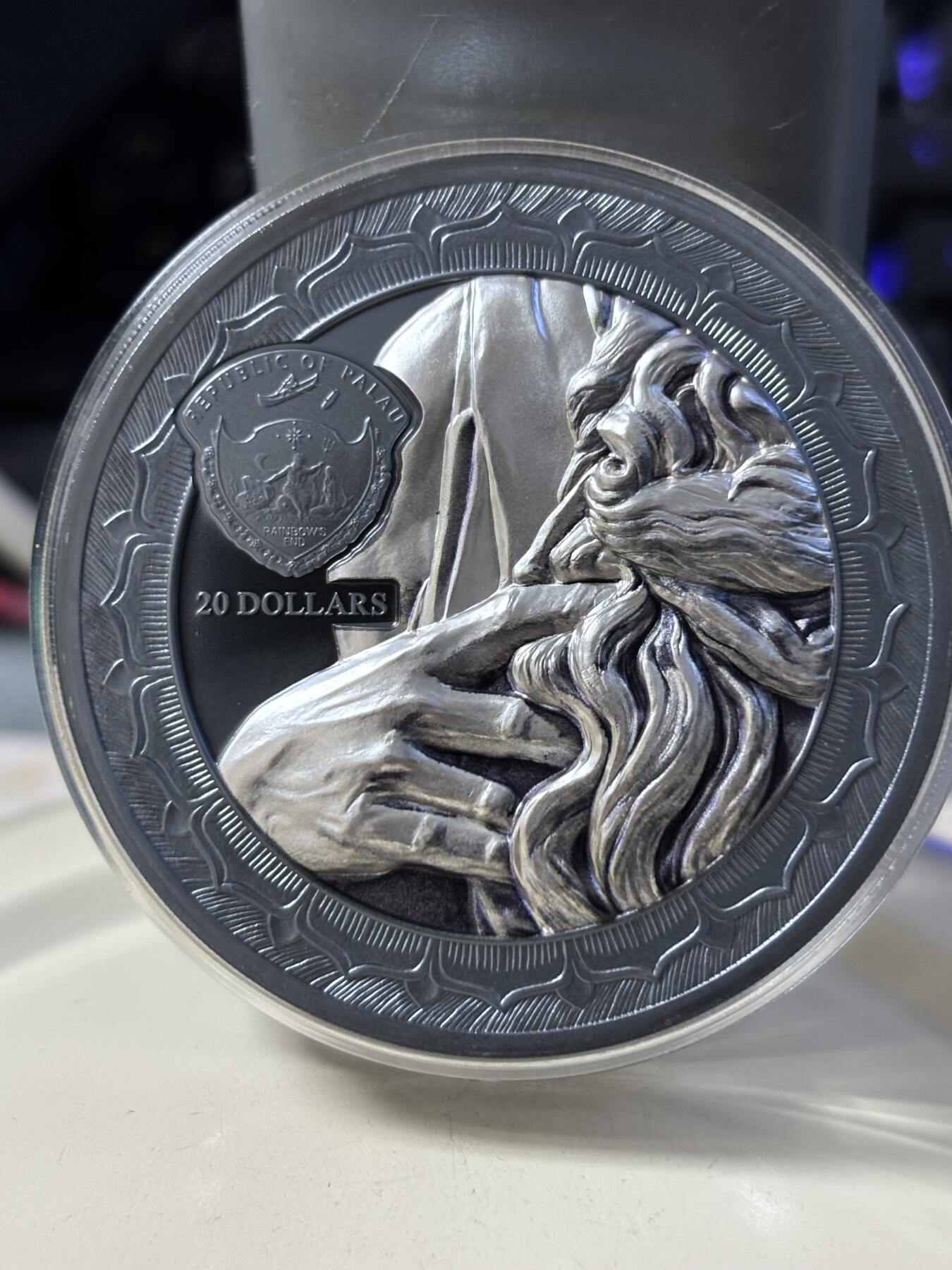 第183期拍卖 帕劳2022年永恒的雕塑系列《梅瑟》3盎司纪念银币，499银，发行量999枚