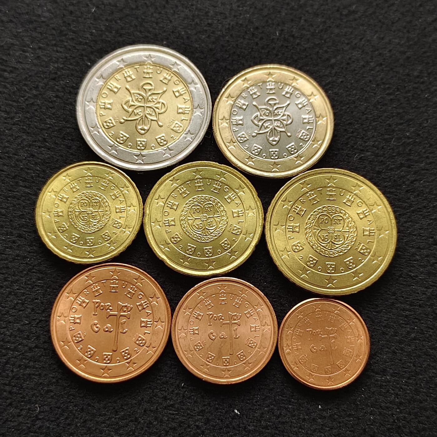 【全场包邮】纯粹捡漏拍484场（免费代拍第21场） 葡萄牙2002年欧元首发年份8枚套币