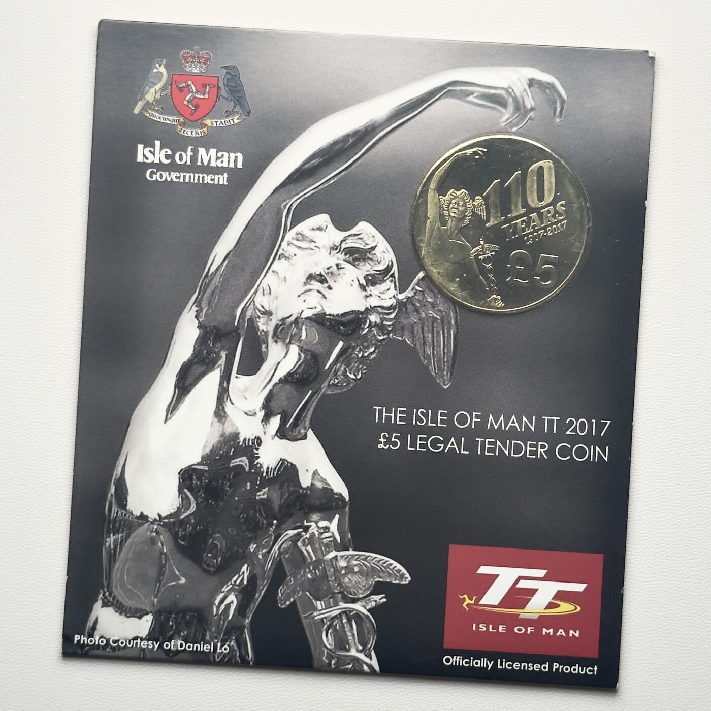 ＜小葵钱铺＞第66期·散币·银币场·满200包邮，不寄存·12月1号发货 马恩岛2017年TT旅游杯110周年5镑卡装纪念币