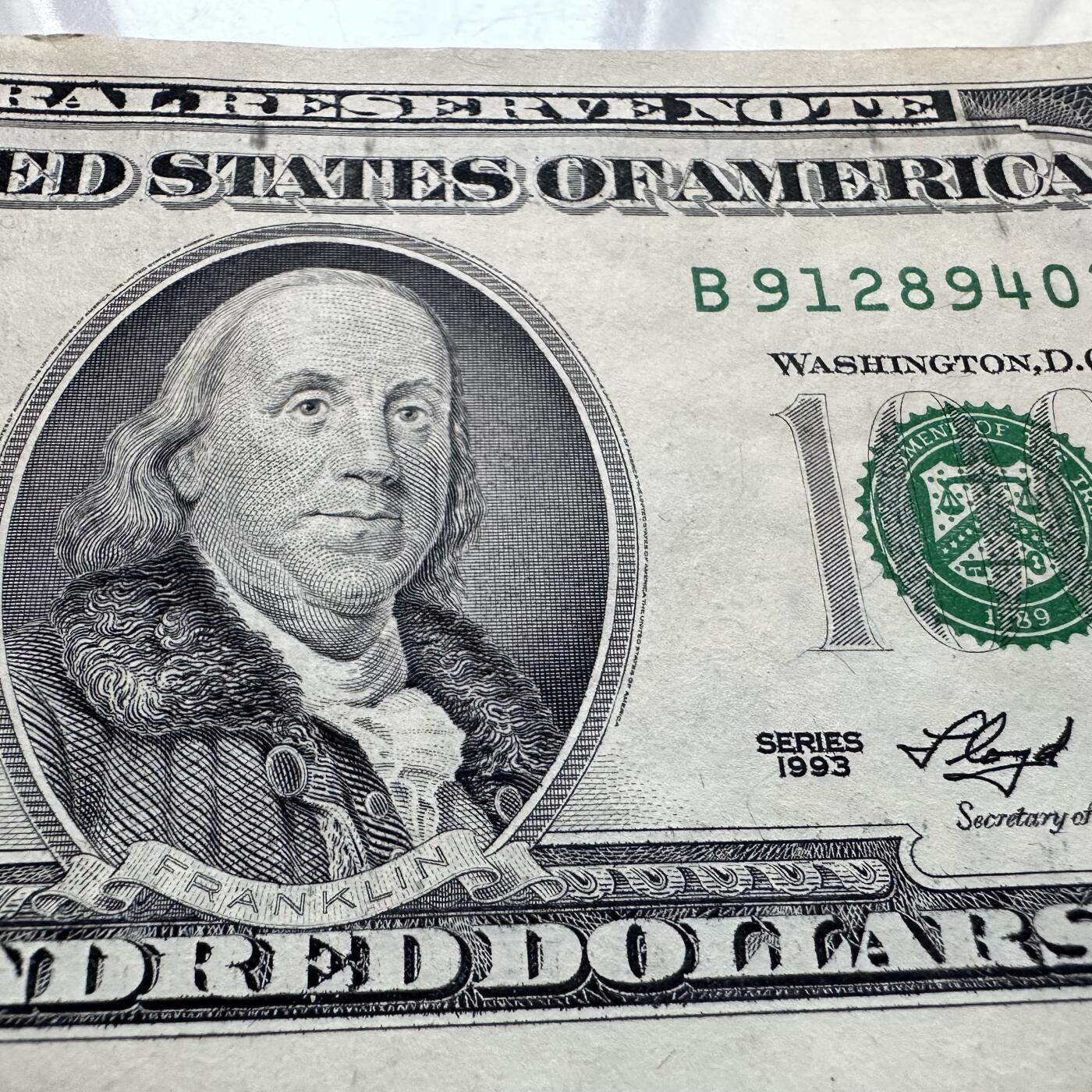 🌹外币初藏🌹🐯2025年第134场  每周二四六晚8️⃣点 接代拍 美国1993年100美元 富兰克林